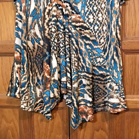 Dress Barn Turquoise Beaded Boho Asymetric Hem Tunic Women's 18/20 Stretch Top - Picture 6 of 11